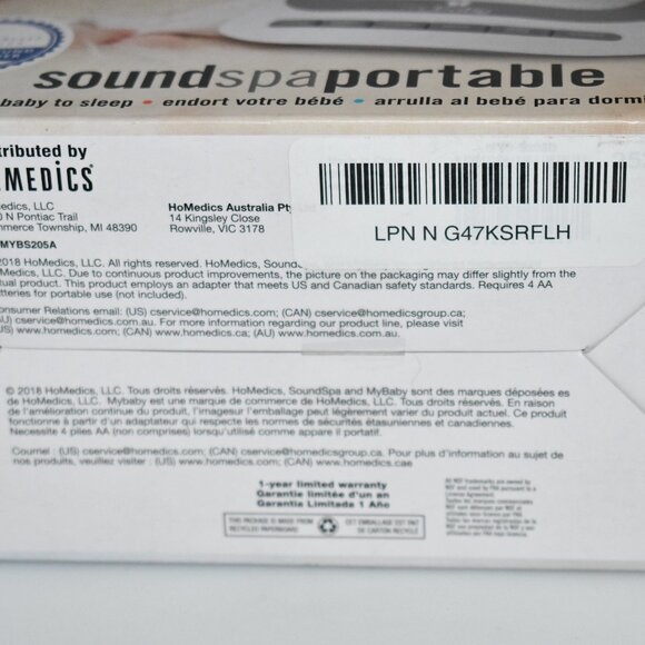 HoMedics MyBaby SoundSpa White Noise Machine for Babies - NIB - Picture 5 of 6